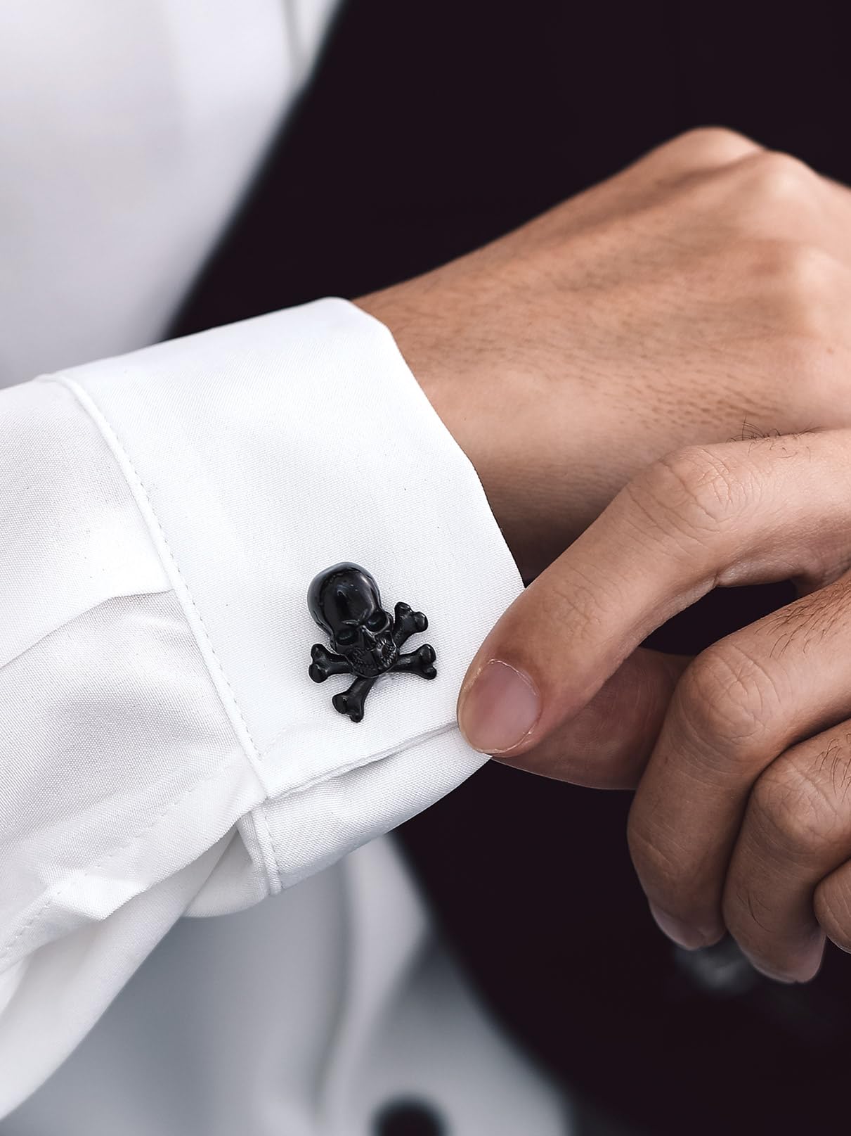 Bandmax 2pcs Gemelos para Hombre Padre, Alfabeto Runas, Negros, Gemelos de Camisas para Trabajo Bodas, Incluye Caja de Regalo