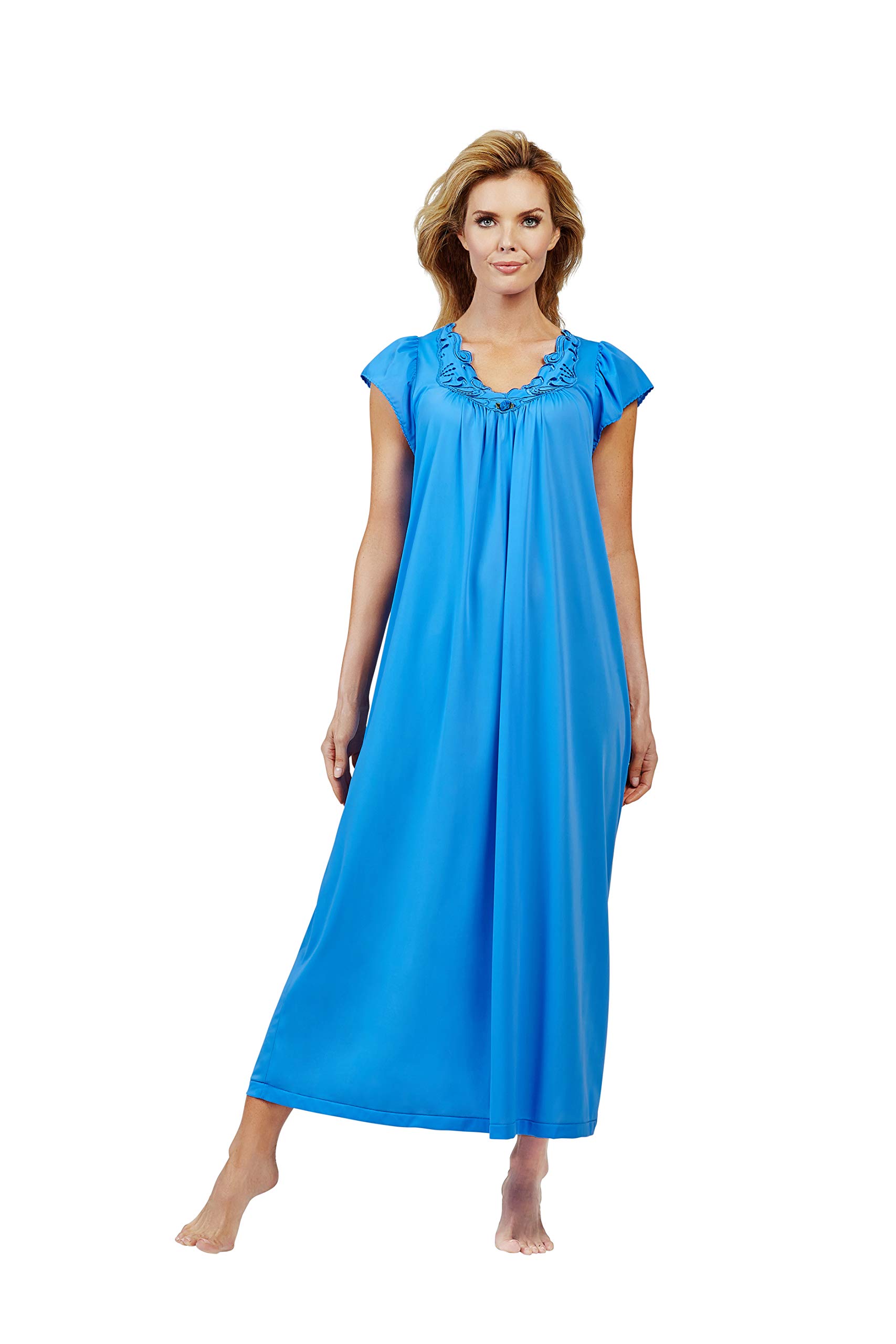 Shadowline Women's Rosebud Cap Sleeve Long Nightgown