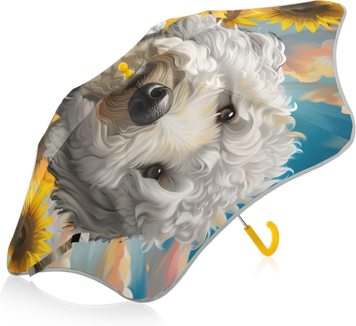 ALAZA White Dog and Sunflower Kids Umbrella for Girls Boys Toddler Children Rain & Sun Umbrella