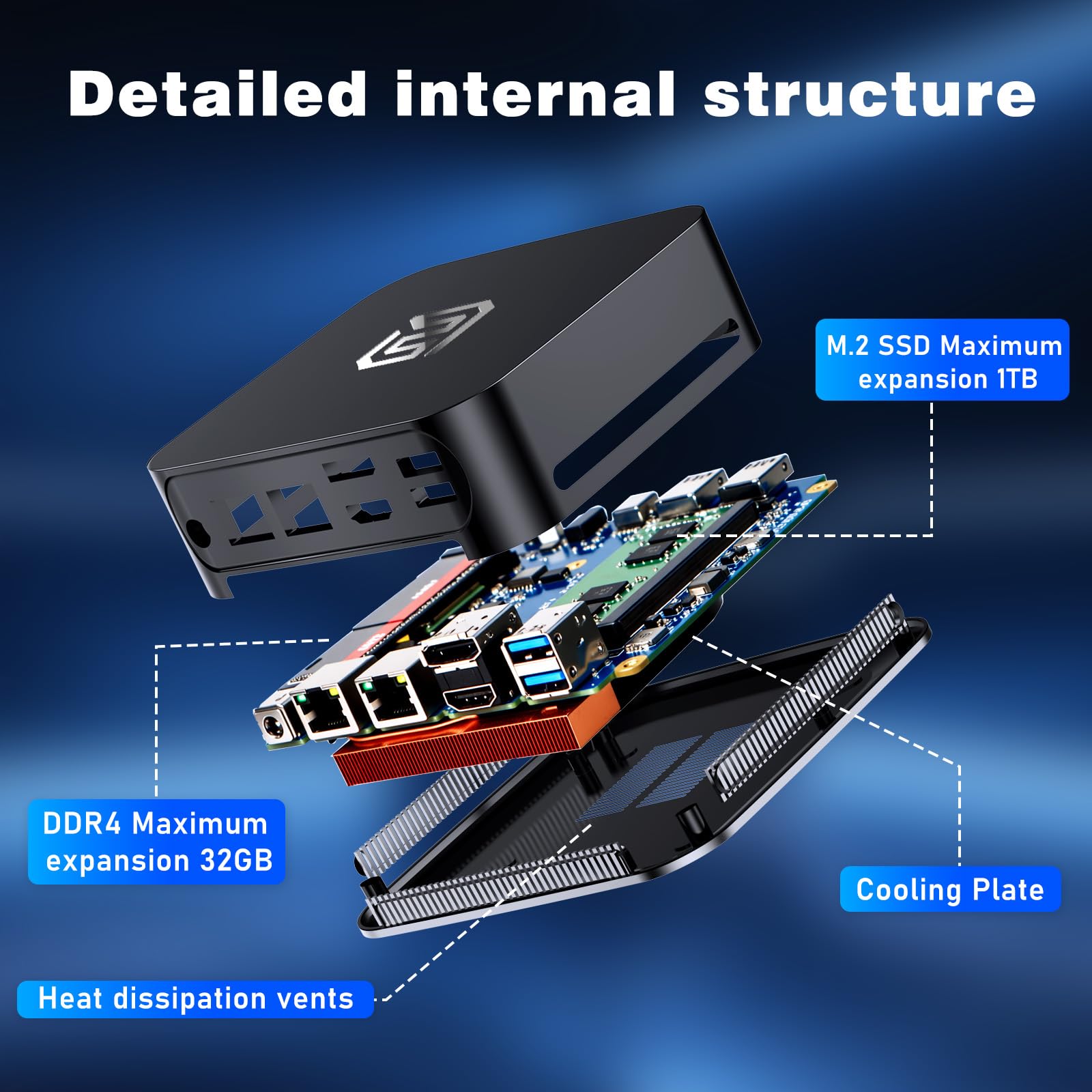 FUNYET Mini PC Win 11 Pro Laptop, Alder Lake N95(fino a 3.4Ghz, 15W) 16GB DDR4 RAM 512GB SSD, Desktop Computer 4K, DP+HDMI/WiFi/BT5.0/RJ45/USB3.2 Laptop, Nero
