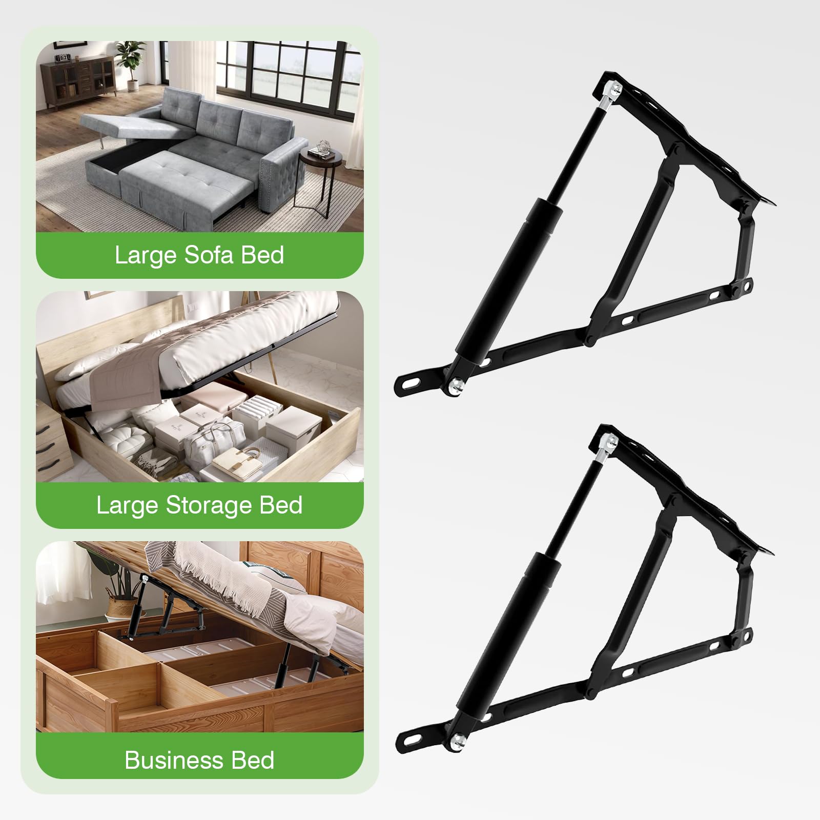 2 Stück Pneumatische Bett Hebemechanismus für schwere Bettkästen, GasdruckdäMpfer, 75KG Gasdruckfeder für Gasfedern, Scharniere Klapp Lift Up Feder Scharniere,Sofa Faltbares Scharnier, Hebezubehör