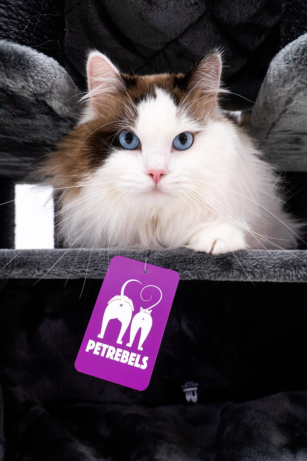 Petrebels Drapak XXL Turnpike 190 cm, grubość Ø 15 cm pnie, drapak duże koty stabilne, 76 x 76 x 190 cm, kolor czarny