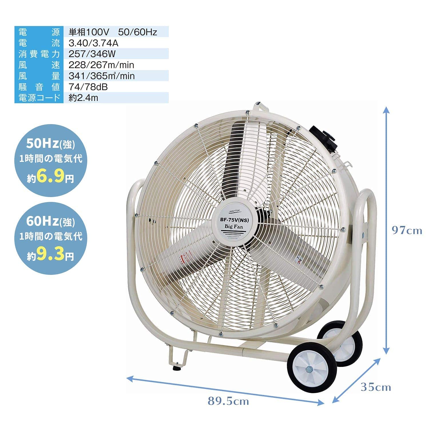 Amazon | 大型冷風扇 業務用冷風扇 CAF-40 タンク容量50L 幅68×奥行50