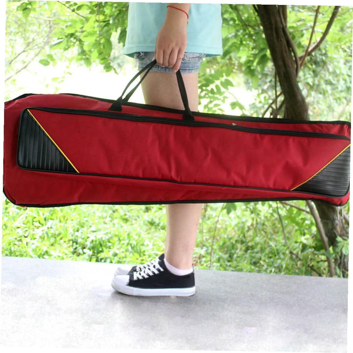 MAGICLULU Thickened Waterproof Oxford Cloth Trombone Case Red Portable Trombone Storage Bag with Padded Shoulder Strap for Travel and Instrument Protection