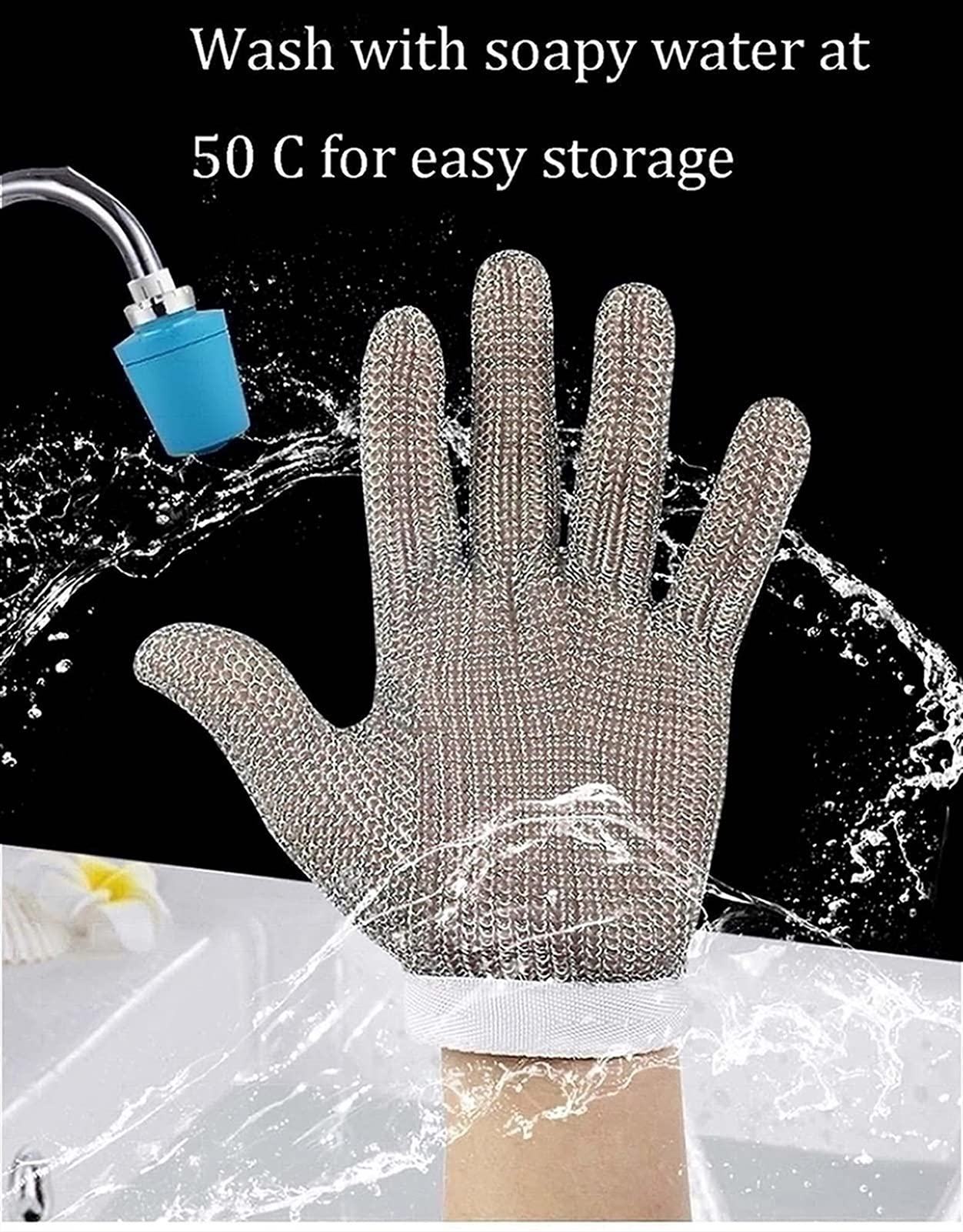 WXYZ Guantes Resistentes al Anillo de Acero 316L, Guantes de Trabajo de Seguridad de la batería de la Cocina, cómodos y Antideslizantes (Color : 8pcs/XS)