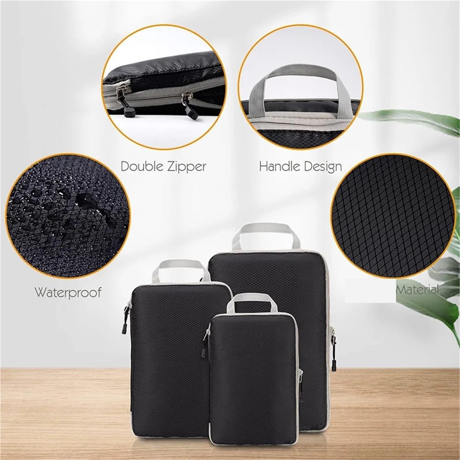 Cubi da viaggio comprimibili, pieghevoli, impermeabili, borsa in nylon portatile con organizer for bagagli Organizer per valigie(Grey)