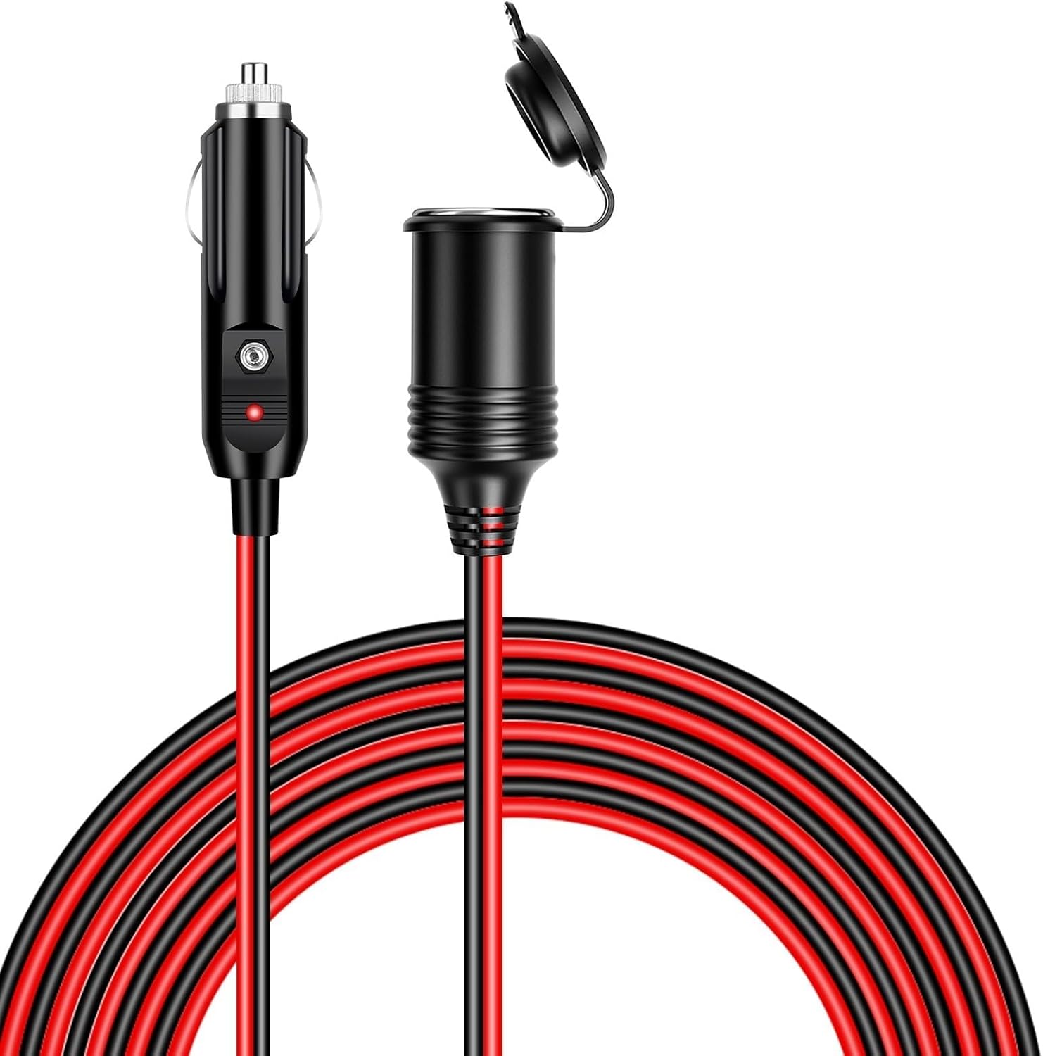 24FT/7.3M Car Charger Cigarette Lighter Extension Cable, DC 12V/24V