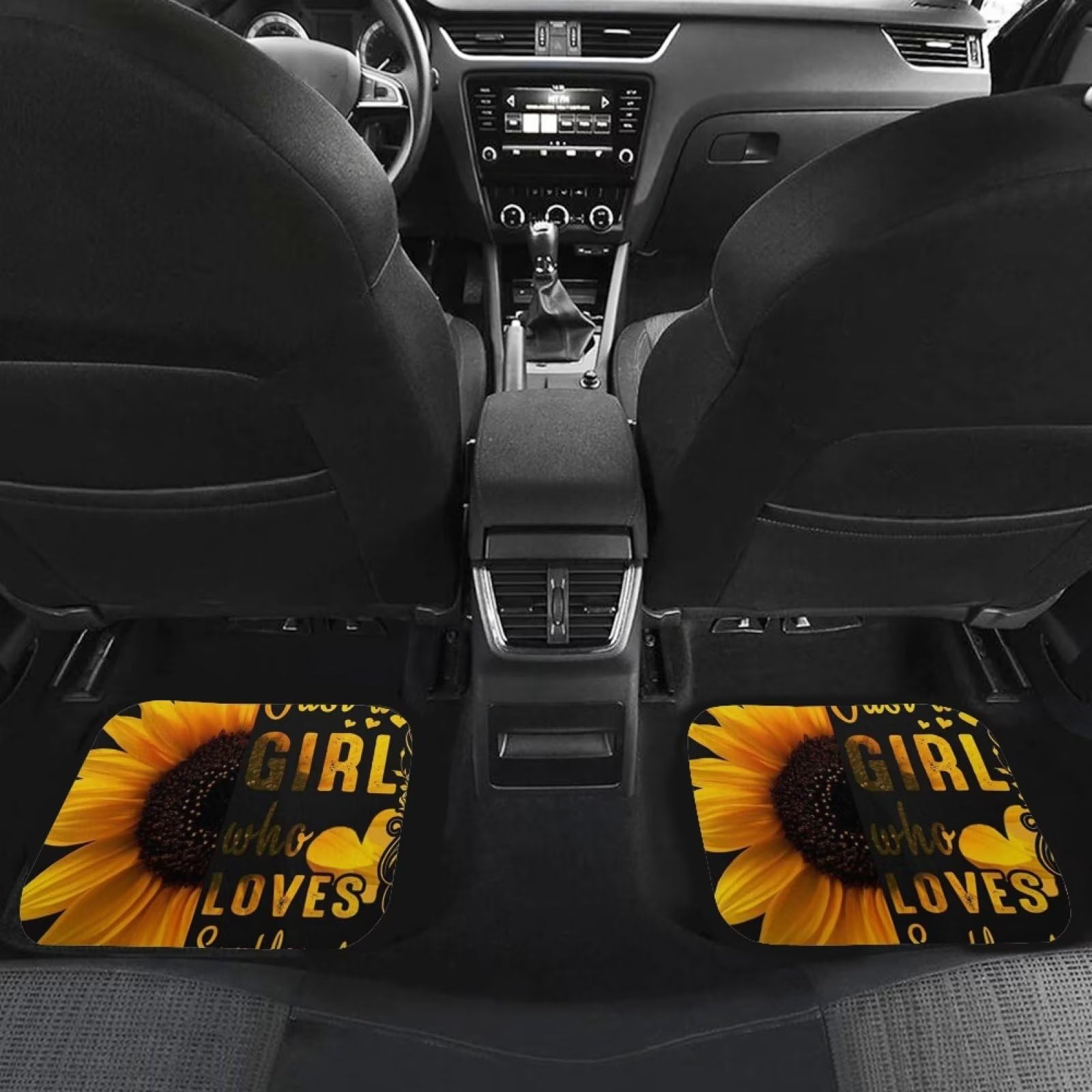 Love Sunflower Girl - Tappetini in gomma per auto, anteriori e posteriori, con retro in gomma antiscivolo, accessori interni auto