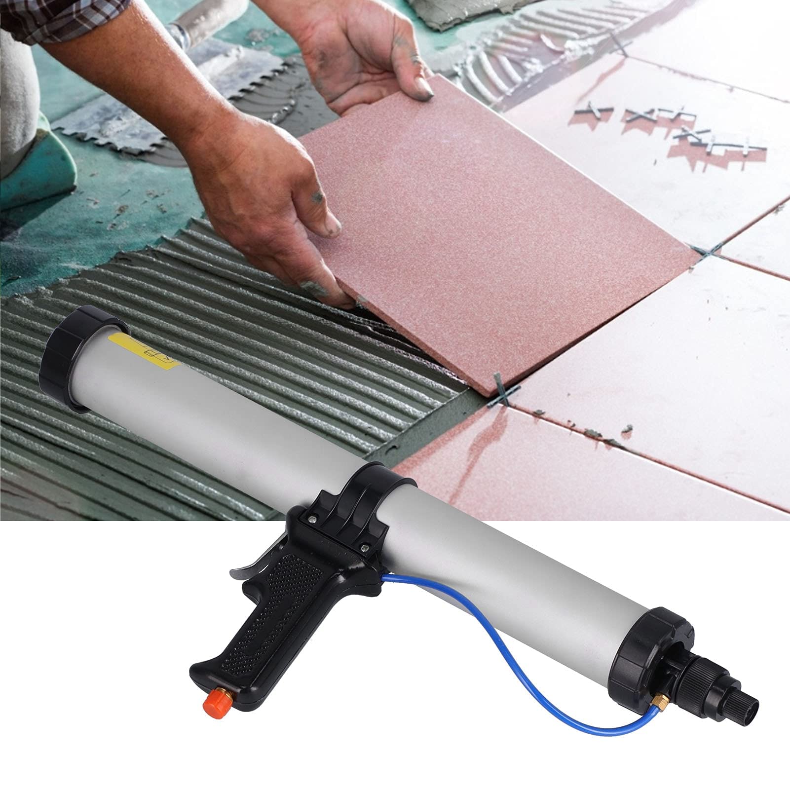 Pistola de Calafateo Neumática, Pistola de Pegamento de Vidrio Neumática de 600 Ml, Pistola de Aire de Sellado de Pegamento de Vidrio de Aleación de Aluminio para Decoración de