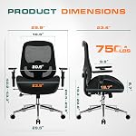 750lbs Grande et grande chaise de bureau avec grand coussin de siège épais pour les personnes lourdes 4D Accoudoirs, support Lombaire réglable pour adultes 8 Heures de travail