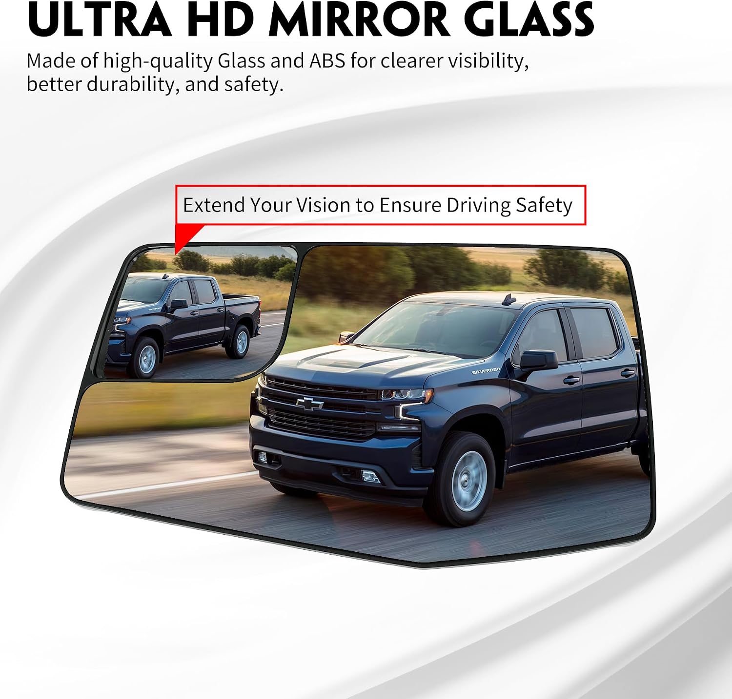 Driver Left Side Door Heated Mirror Glass with Rear Holder Convex Blind Spot Glass for Chevy Silverado 1500 and GMC Sierra 1500 2019-2024 Replace# GM1324159 84309708
