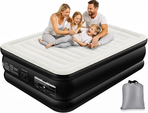 Air Mattress Queen with Built in Pump, Horizontal Beam Design | 800 lbs Heavy-Duty Support, 3 Min Fast Inflation, Leak-Tested Blow Up Mattress for Guests, Home & Camping