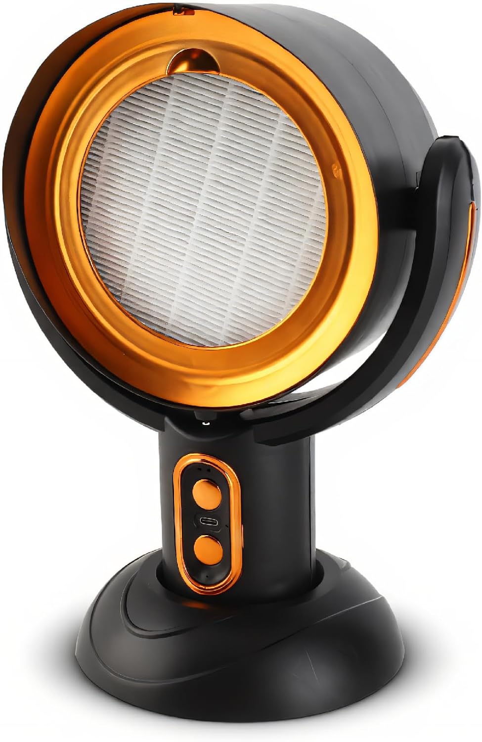 Portable Kitchen Exhaust Fan, Desktop Range Hood USB Powered Removable Filter Compact 5V 8W for Apartments (Black Gold)