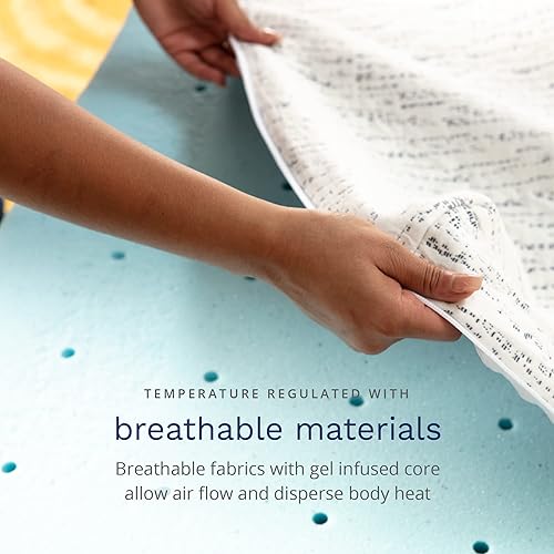 Miniatura 4 de ViscoSoft Cubrecolchón de espuma viscoelástica de 4 pulgadas, tamaño Queen, protector de colchón ventilado de alta densidad, funda extraíble de