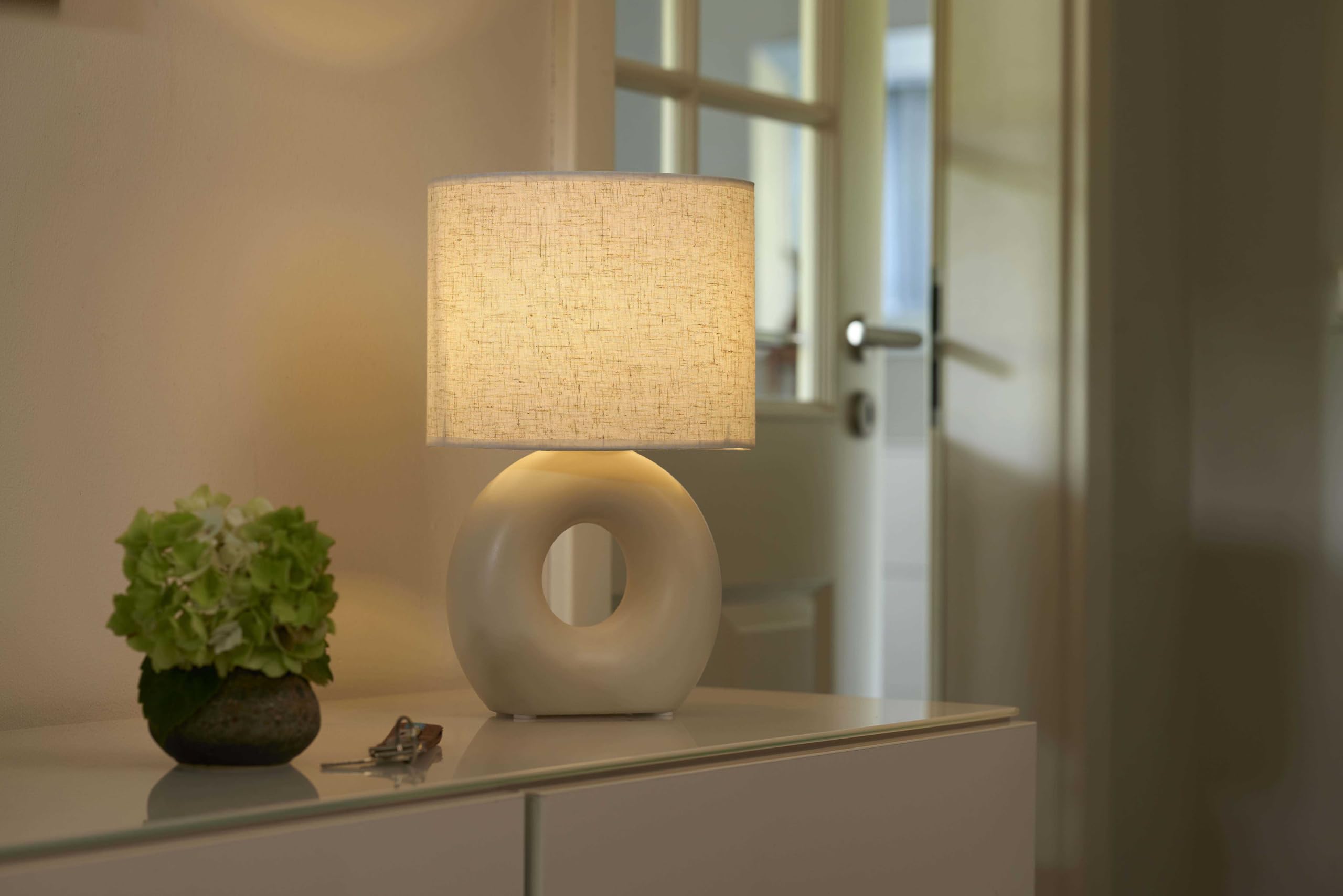 Northpoint LED Batterie Tischleuchte Innen & Außen mit Timerfunktion IP44 Warmweißes Licht 3000K Kabellos Wetterfest (beige-weiß)