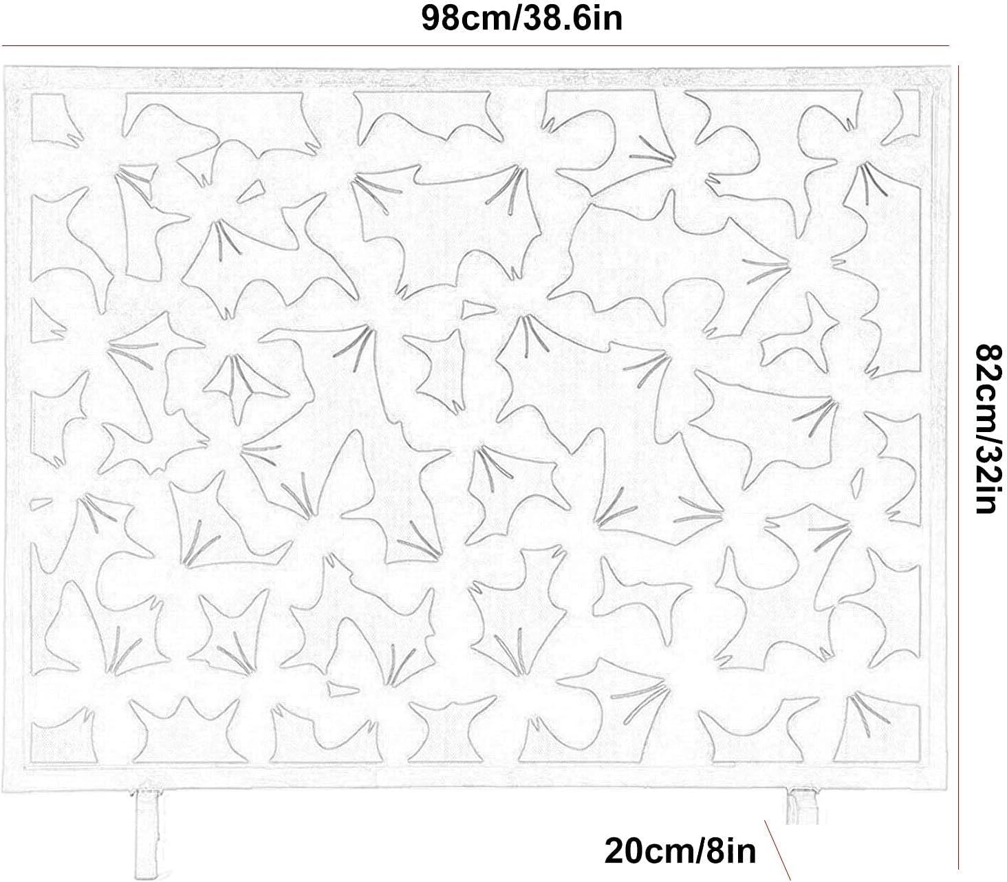 Fireplace Screen Guard, Safe Fire Guard Screens in Carved Decor, Single Panel Heating Fire Guardrail for Stove Fire Pit Fireside, Iron, 98×82×20 Cm (C