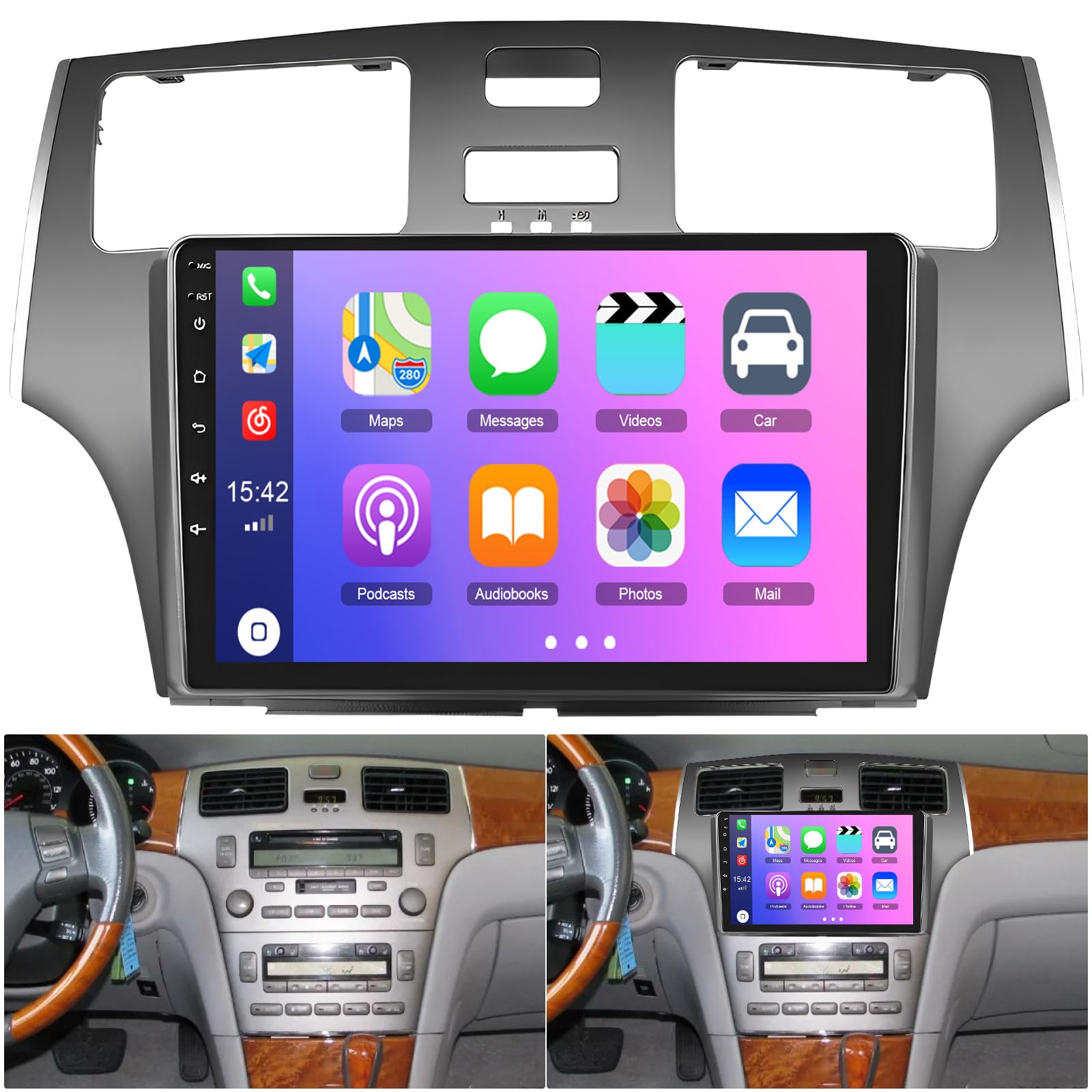 Vorally 9Inch Wireless CarPlay Screen for Car Compatible with ES300 ES330 XV30 2001-2006, 2G+32G Android 13 Car Stereo Radio with Wireless Android Auto Bluetooth GPS WiFi Mirror Link AHD Backup Camera