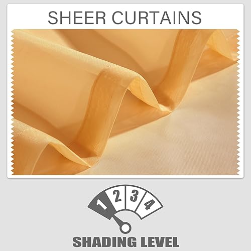 Miniatura 5 de LOYOLADY Cortinas negras de 2 paneles de cortina para ventana pequeña de cocina, cortinas traslúcidas para ventana de baño, cortinas de 52 pulgadas