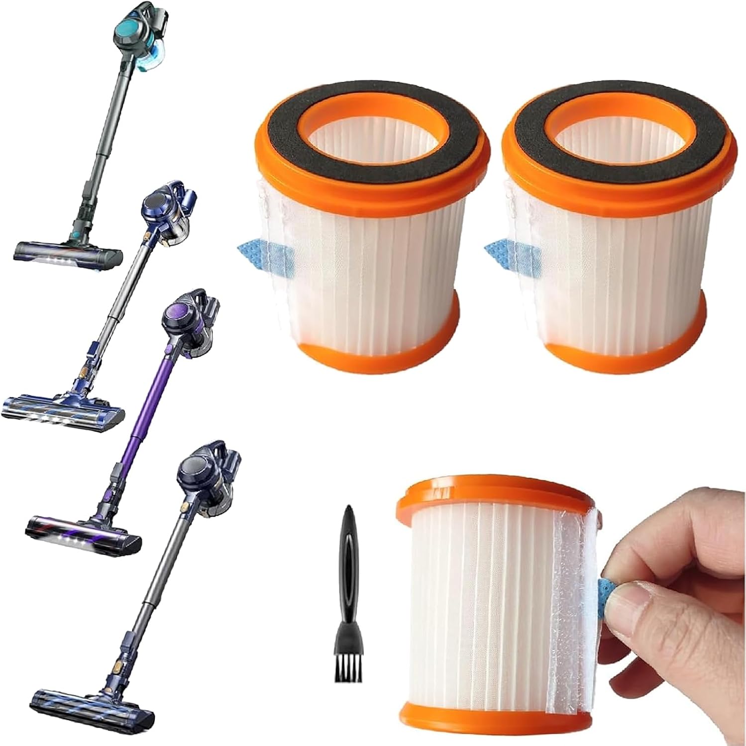 3 Pack Hepa Filter Replacement Compatible with Voweek VW-VC08 Cordless Vacuum, Washable Vacuum Filter Replacement for MOOSOO XL618 Pro Series. Only for Vac Cyclone as Pic 5 Bottom Left.