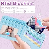 Vista 3 de Cartera de cuero de dibujos animados para mujer, c-mármol azul, Lindo