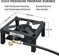 Vista 2 de Quemador de propano de hierro angular para campamento con regulador listado CSA y manguera de 4 pies (SA1200v2)