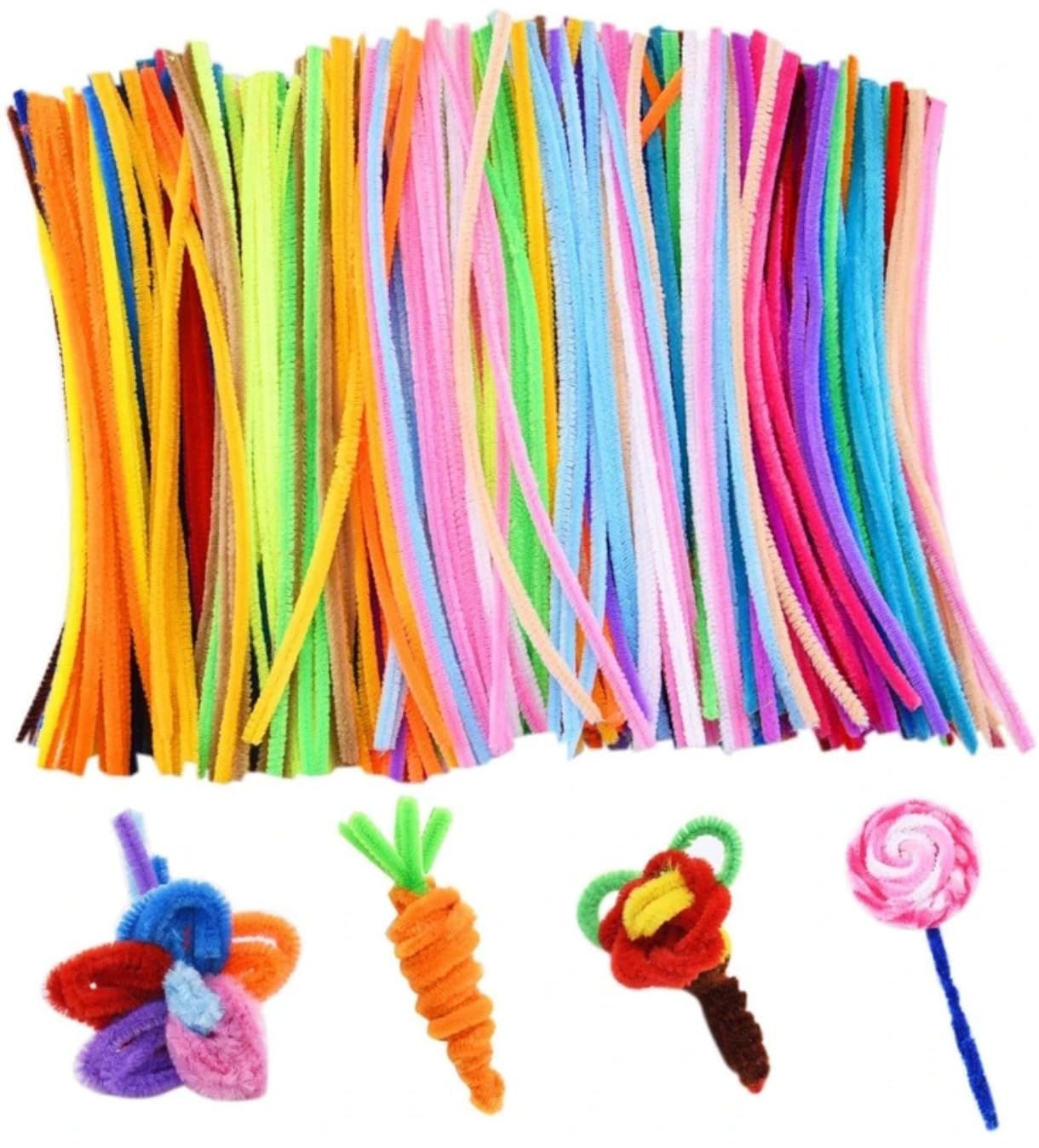 Soft Chenille Pipe Cleaners for Crafts, Polyester Colored Stems for DIY Artificial Flowers, Flexible Craft Sticks for Kids Art Supplies, Decoration & Creative Projects - 100 Pcs, Mix Color.-image-29
