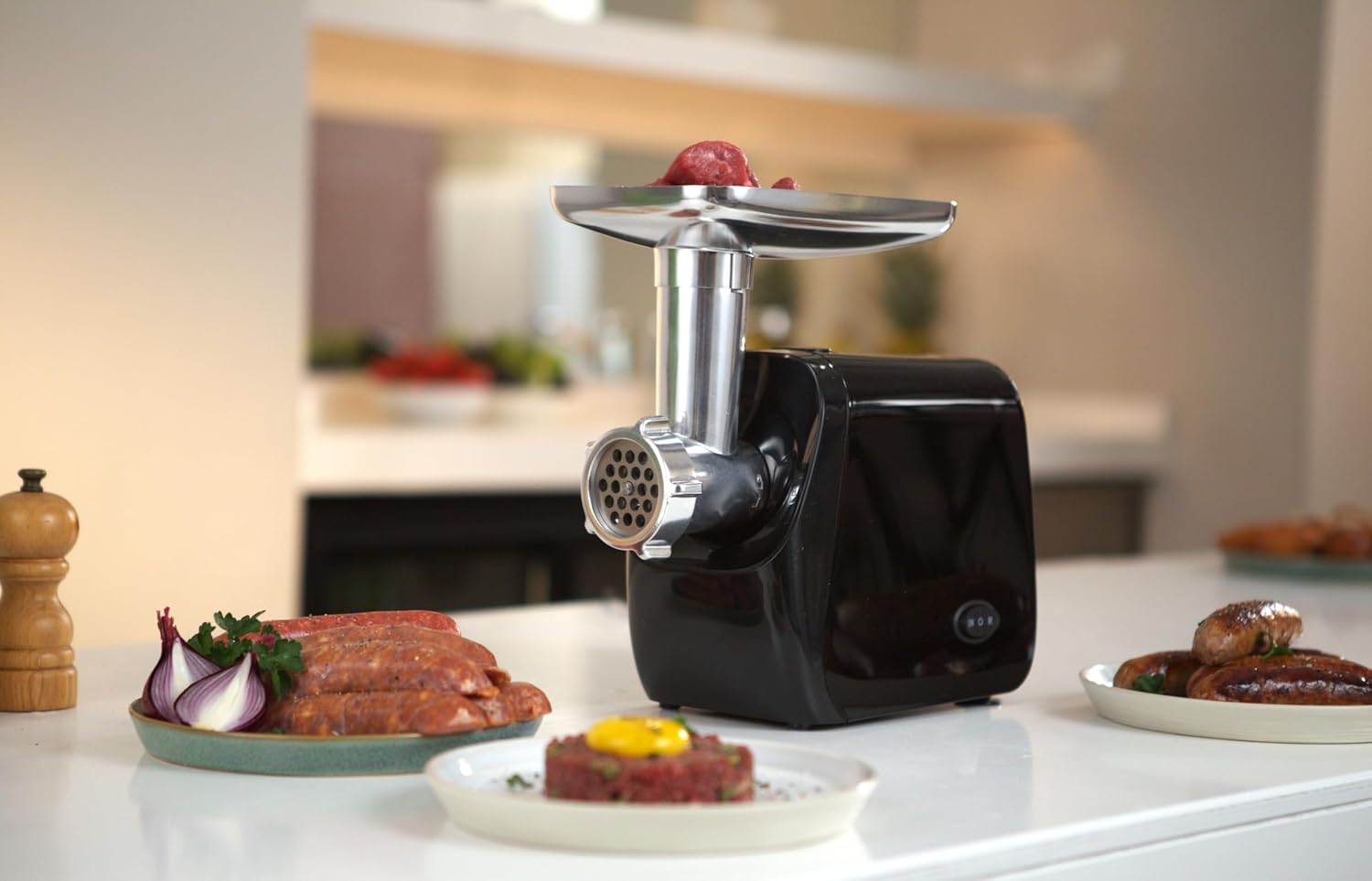 MG-130207 Electric Food Grinder, Meat Mincer (3 Fine/Medium/Coarse Meat Inserts), Sausage Accessory, Kebbe Accessory, Cookie Attachment for 4 Cookie Molds, BPA Free