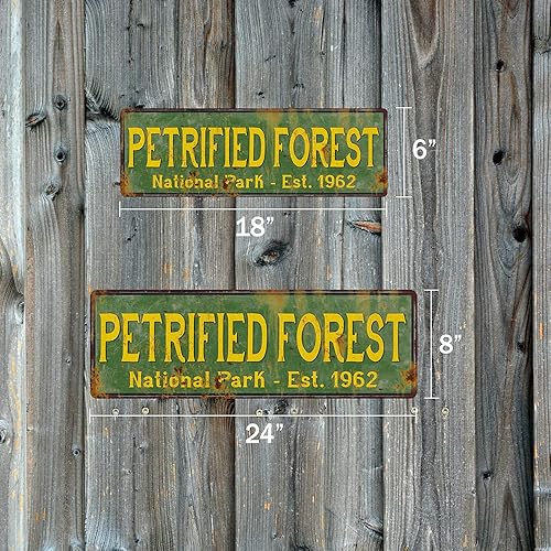 Vista 3 de Cartel de Parque Nacional del Bosque Petrificado, decoración rústica, decoración de cabaña, placa de aventura al aire libre, naturaleza, arte