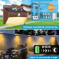 Vista 2 de Peasur Paquete de 6 luces solares para exteriores con sensor de movimiento, luces solares de seguridad impermeables con 3 modos de iluminación