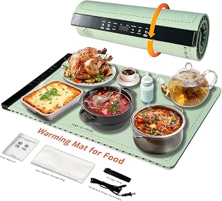 Food Warming Mat for Countertop – Electric Heating Mat for Food with 8-Level Temp Control, Timer & Child Lock – PI Graphene Silicone Food Heating Pad, Buffet & Party Warming Tray Alternative