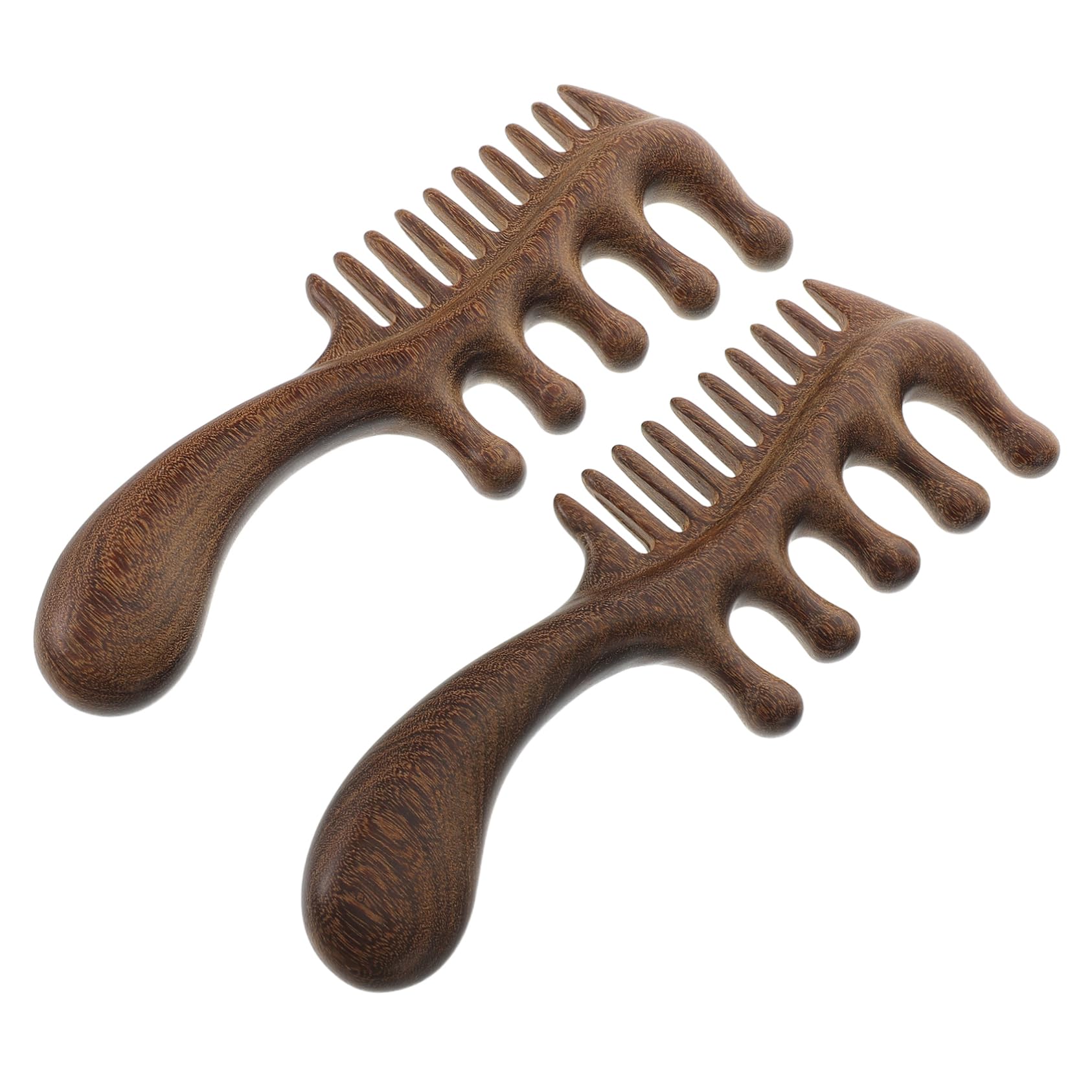 Ipetboom 2pcs Wooden Scalp Tool Massager Wide Comb Multifunctional Scalp Massager