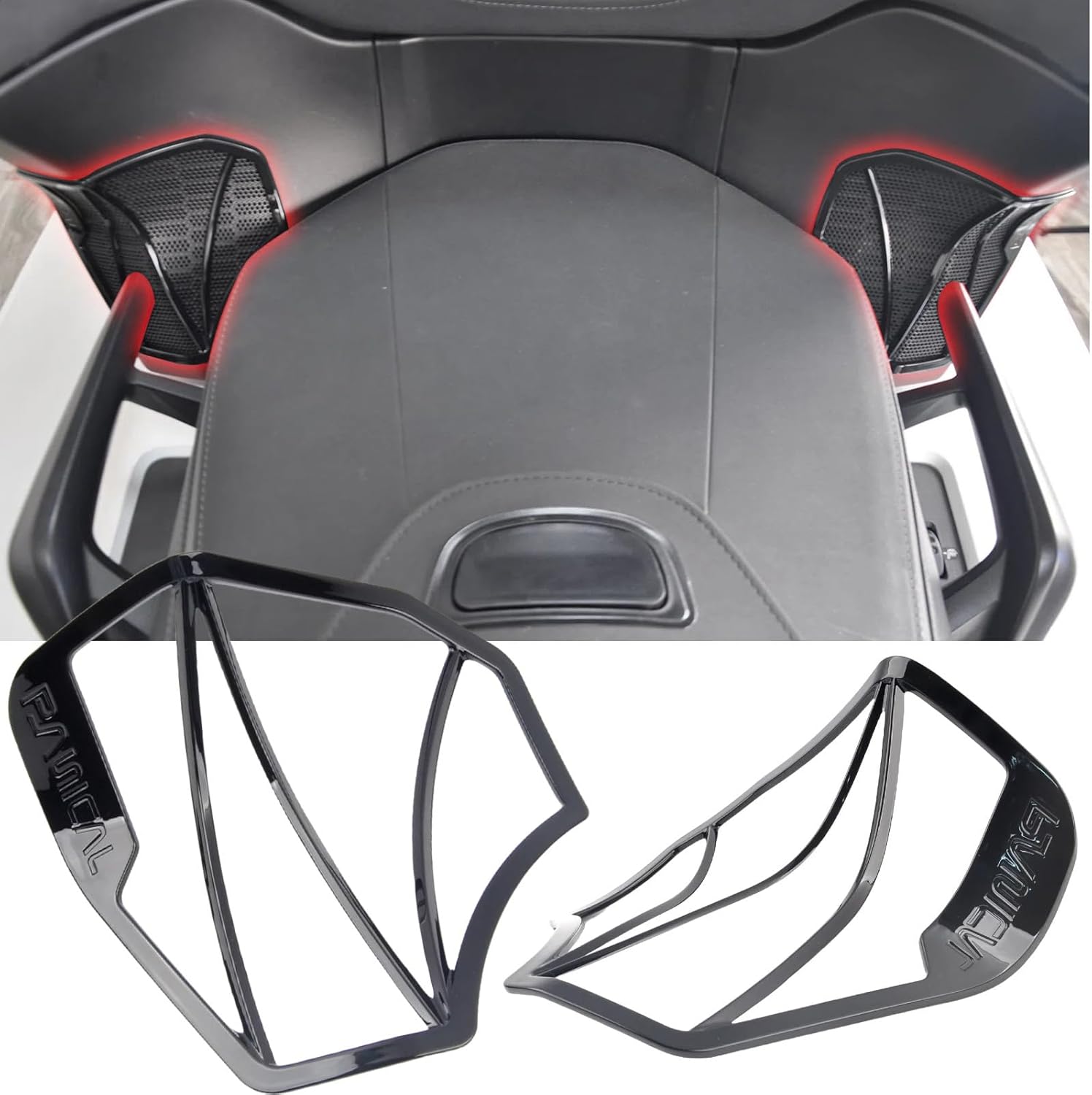 Panical Motorcycle Front Speaker Outer Decoration Trim for Honda Goldwing GL1800 F6B 2018-2026 Front Grilles Accents Accessories Black&Chrome (Black)