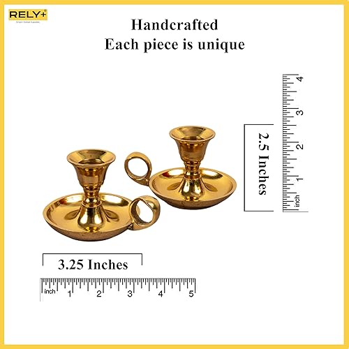 Miniatura 3 de Rely+ Portavelas de metal dorado brillante con asa para candelabros cónicos, juego de 2 decoración moderna para el hogar centro de mesa para bodas,