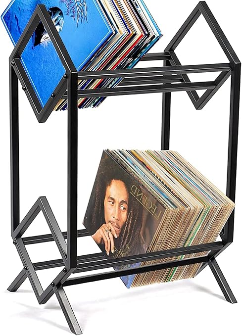 Amazon.com: Erinaik 2-Tier Vinyl Record Storage Furniture Rack 200 LP ...