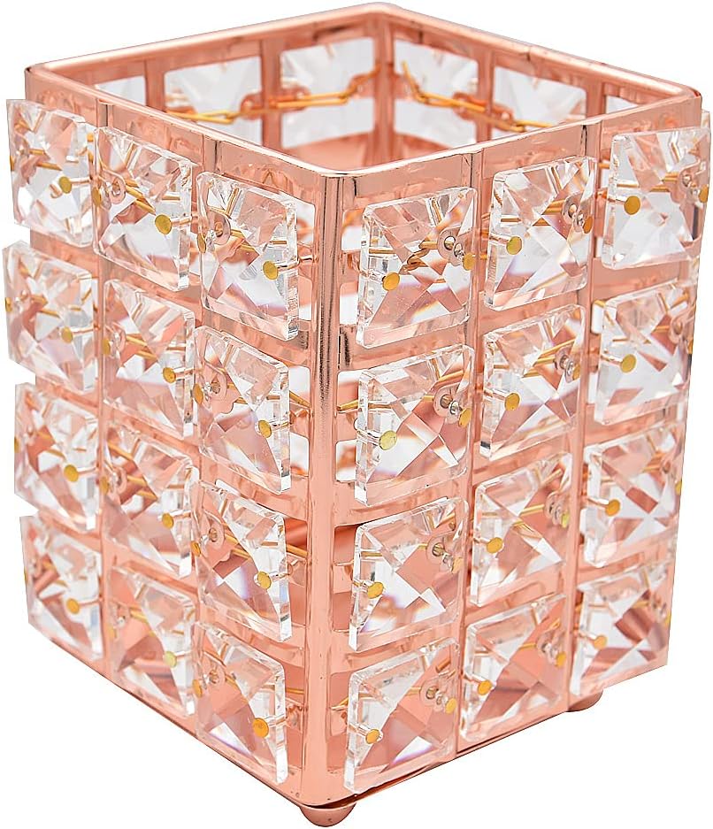 SIPLIV Makeup Brush Holders Pen Holder Handcrafted Crystal Eyebrow Pencil Pen Collection Cosmetic Storage for Vanity Bathroom Office Desk Organizer - Image 4