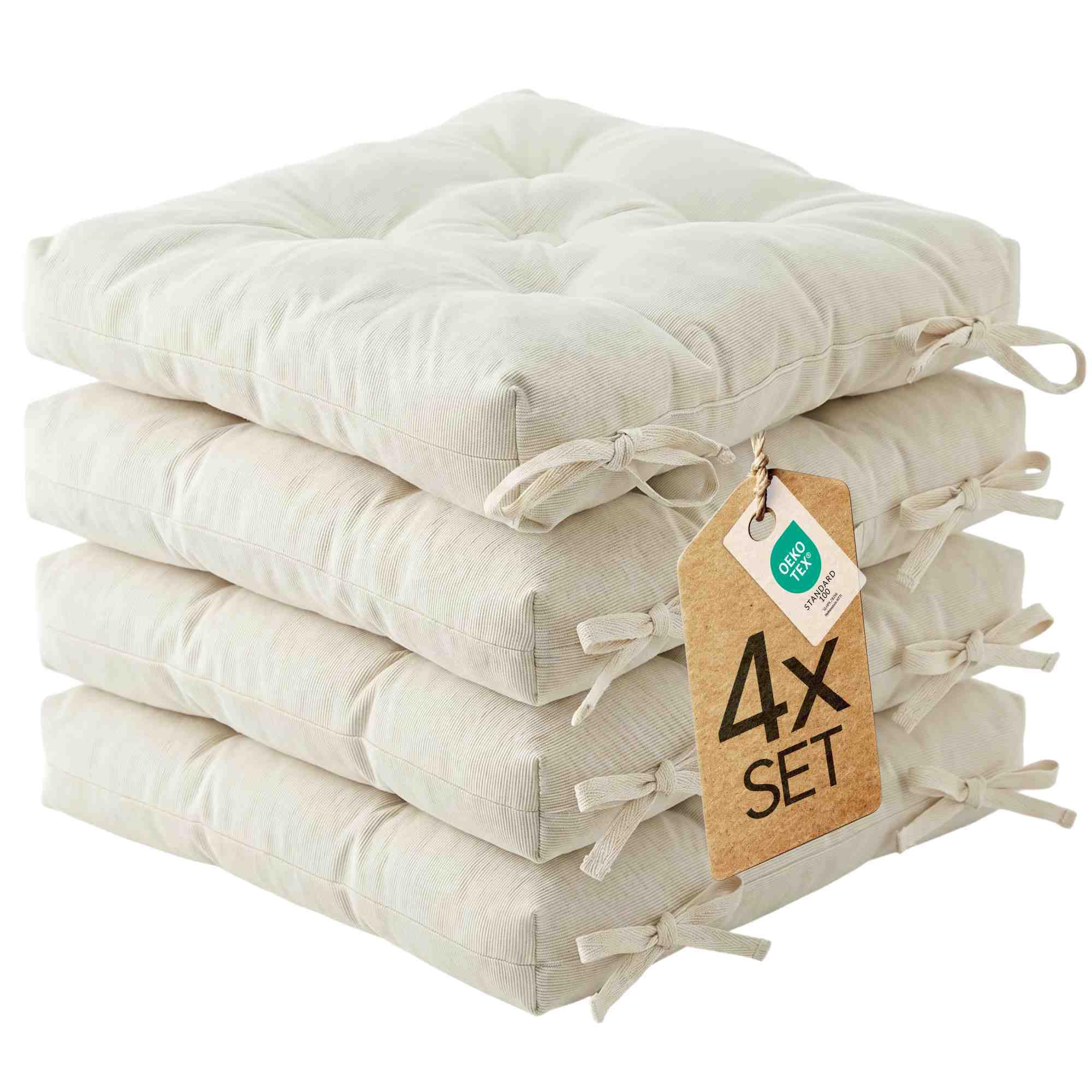 etérea Sitzkissen Mila 42x42 cm 4er Set – Creme Indoor Outdoor Sitzauflage