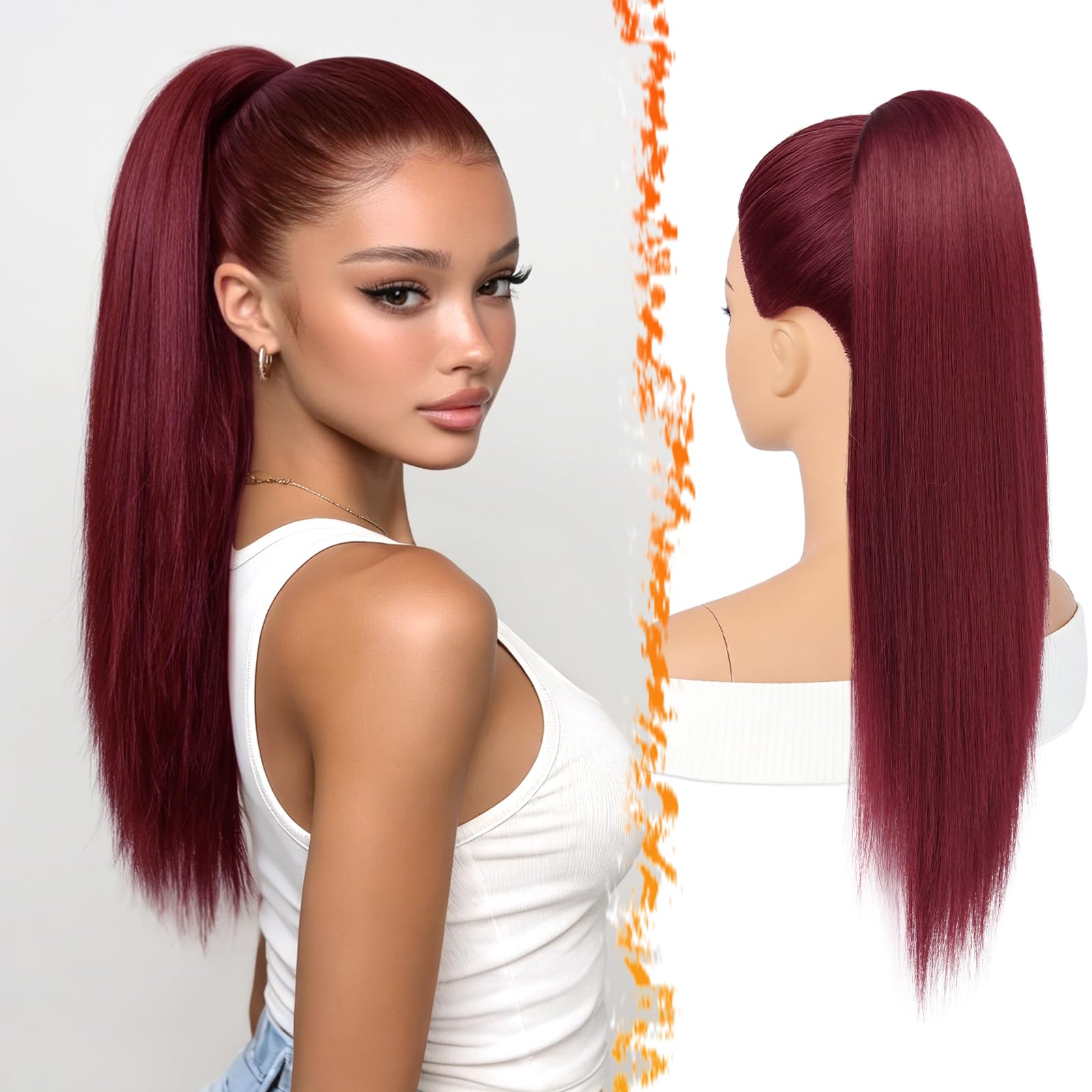 BARSDAR Liso Coleta Postiza Extensiones Pelo, 40cm Corta Liso Marrón Oscuro Cola de Caballo Extension con Cordón Natural Sintética Cheer Posh Ponytail Extensiones Postizos Fiestas Cheer Competition — view 22