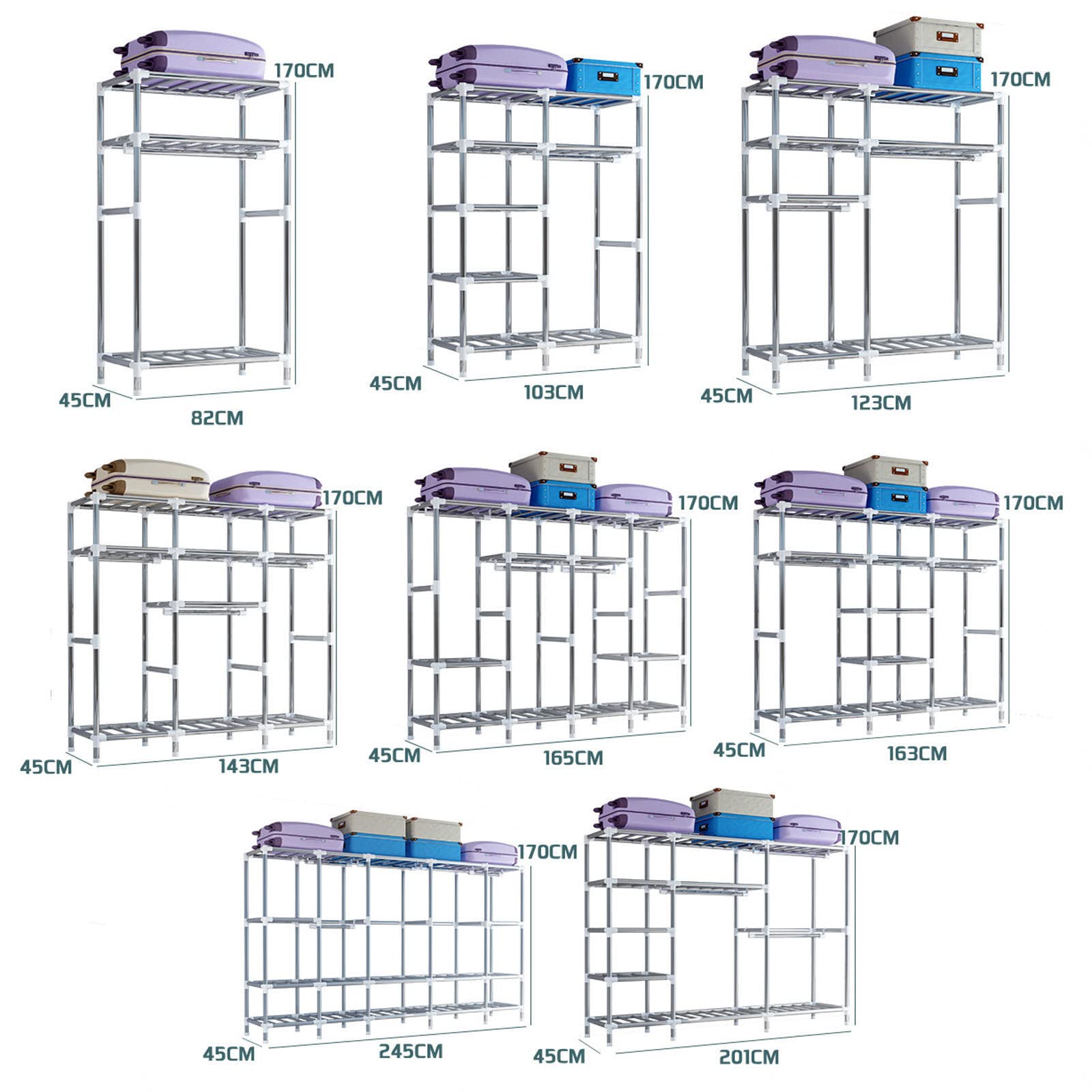 Canvas-Kleiderschrank, tragbarer Kleiderschrank, Aufbewahrungsorganisator für Kleiderschränke mit Kleiderstange, Regalen, Stoffbezug, faltbarer Schrank für Schlafzimmer, Wohnzimmer