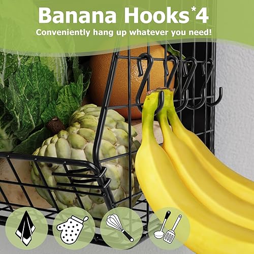 Miniatura 4 de Estante magnético para refrigerador con tapa de madera, contenedores de almacenamiento de papas y cebollas, estante magnético para especias para