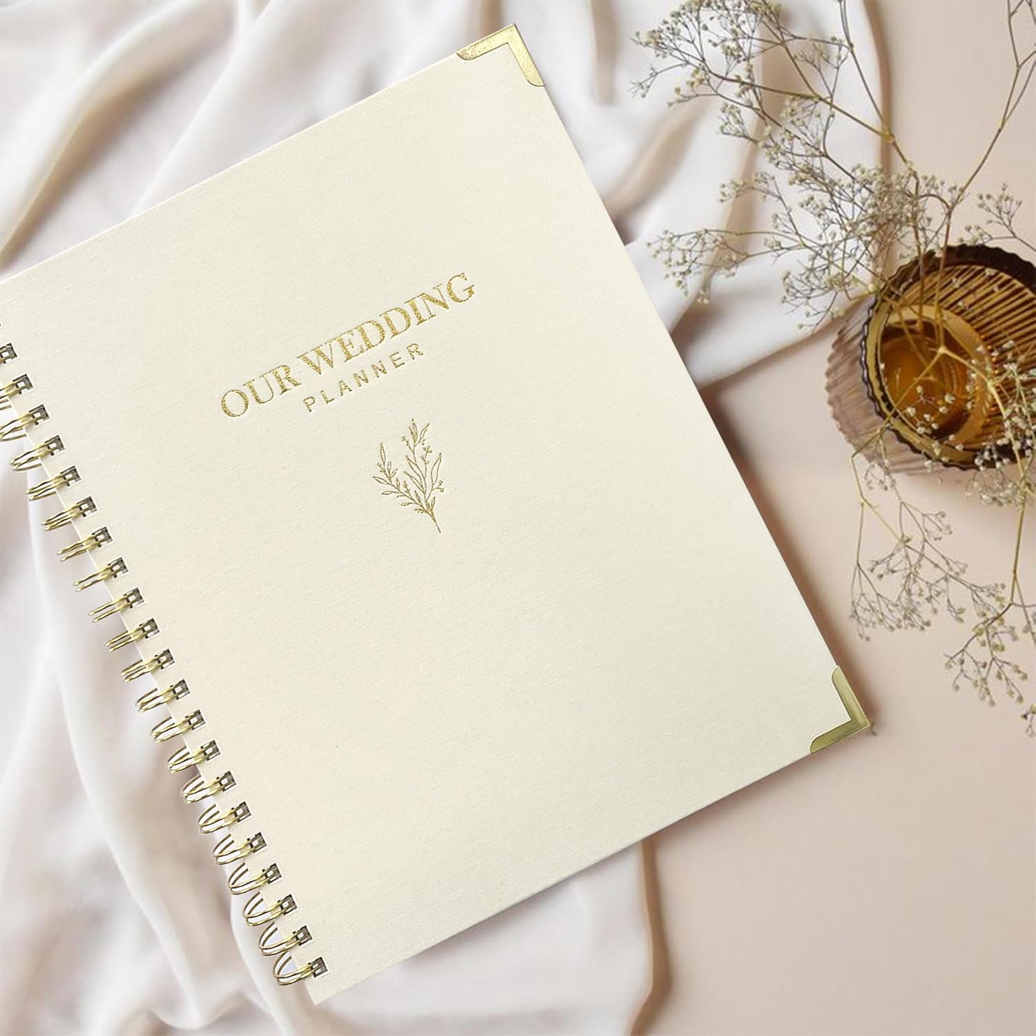 Wedding Planner Book and Organizer for Bride - Elegant Linen Cover Wedding Planning Binder with Checklists,Pockets & Calendars,Perfect Engagement Gifts for Couples(Cream) - Image 5