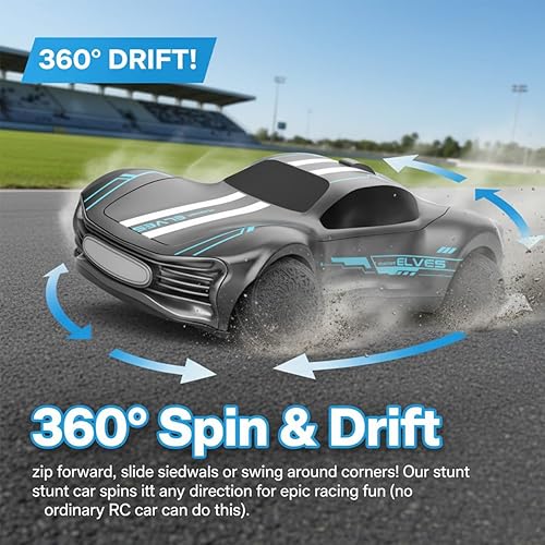 Miniatura 3 de Coche de acrobacias a control remoto, ruedas esféricas, 12 MPH, escala 116, negro con detalles azules