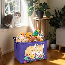 ASKETAM Cat Easter Basket for Kid Large Empty Easter Bunny Eggs Dcor Storage Basket (Cat)