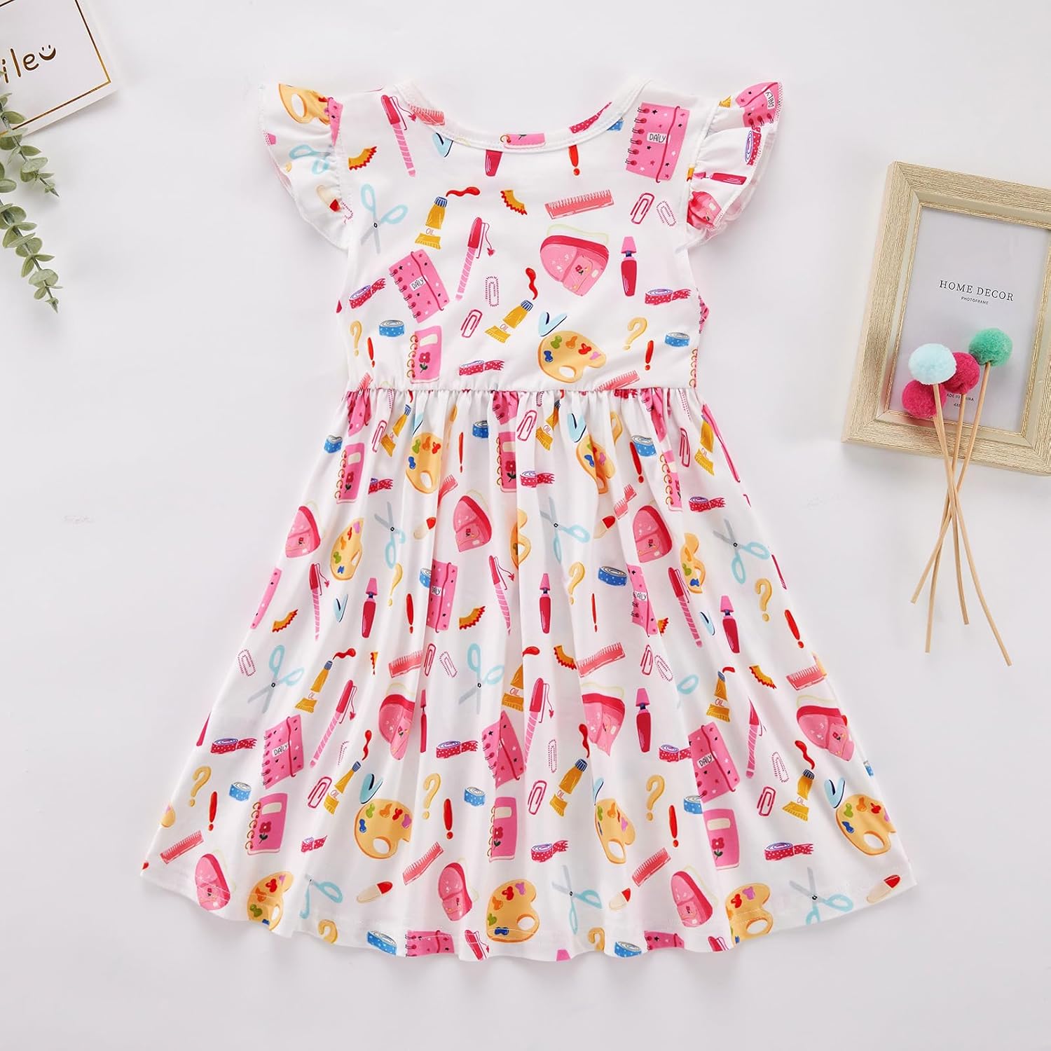 ESHOO 3-8T Little Girl Back to School Dress Kids Baby Fly Sleeve Casual Dresses Toddler Summer Sundress Baby Girl Clothes - Image 3