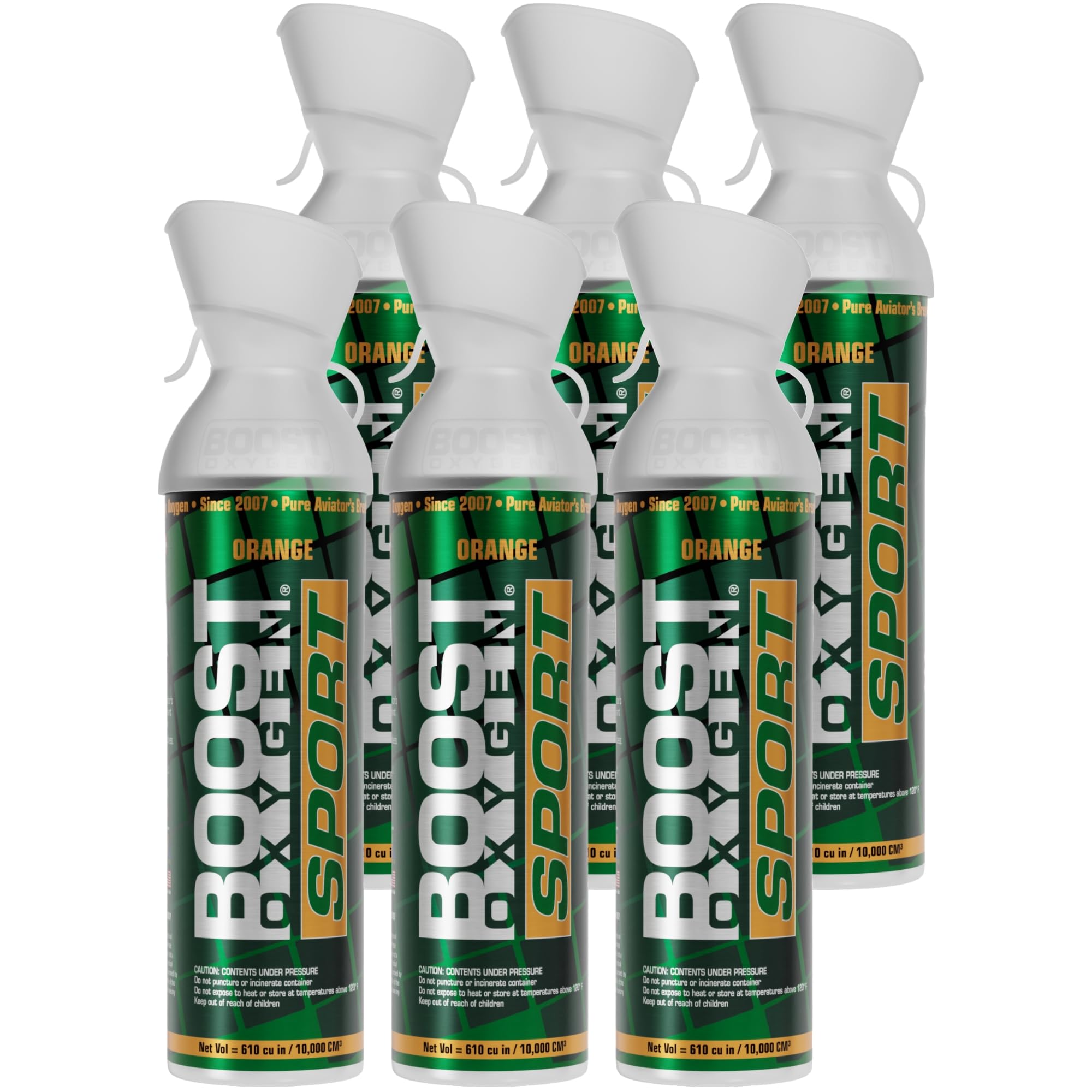 Boost Oxygen Large Sport Orange Aroma 10L Canister | Respiratory Support for Aerobic Recovery, Altitude, Performance & Health (6 Pack)