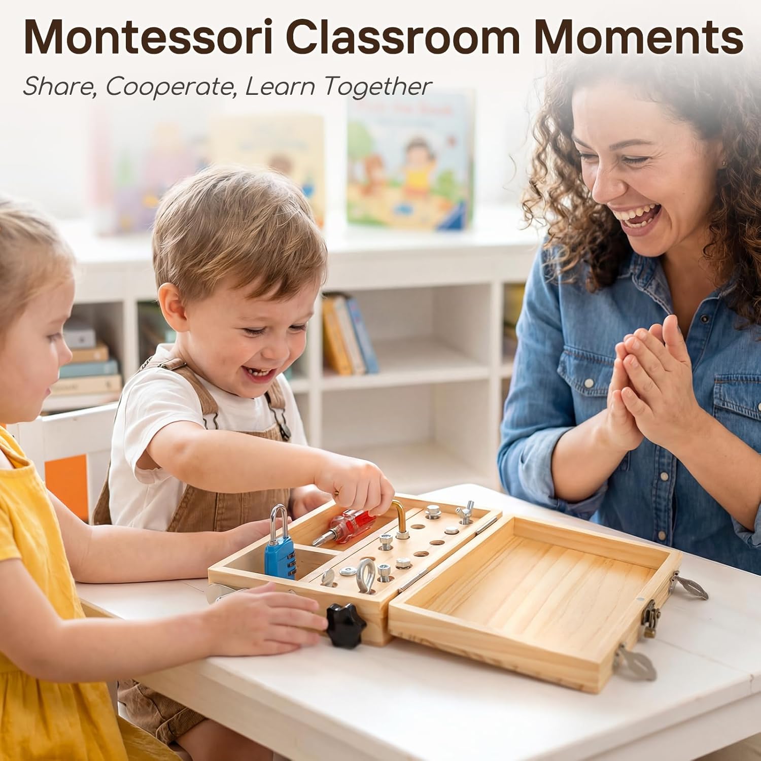 Lehoo Castle Montessori Screwdriver Board Set, Wooden Busy Board with Lock and Key, Kid Tool Set Montessori Toys for Toddlers 3-5, Preschool Learning Fine Motor Skills Toys Sensory Gift