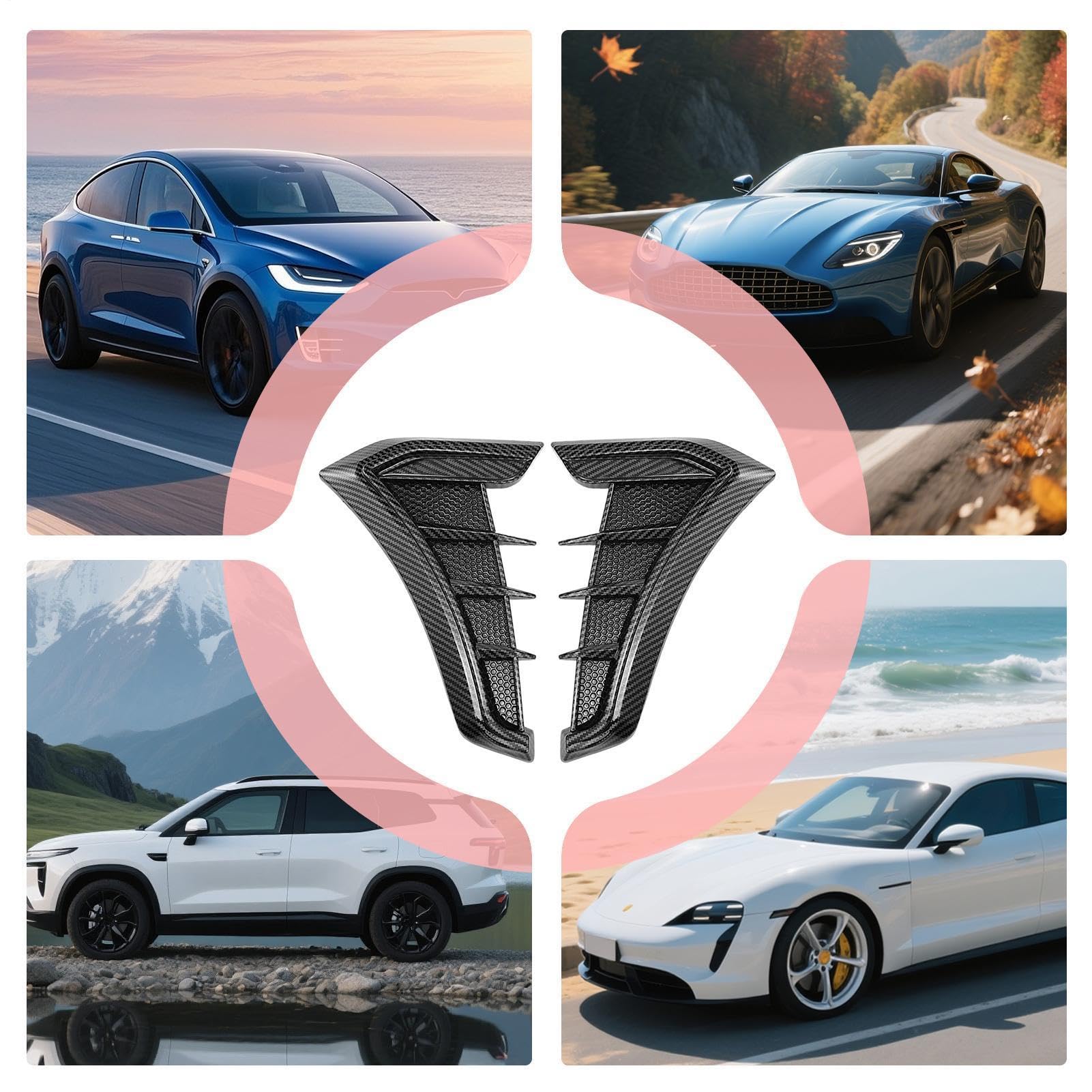 Sportivo per rivestimento esterno, adesivo rimovibile in ABS per le prese d'aria laterali, grafica decorativa per auto, impermeabile, adesivo universale per carrozzeria
