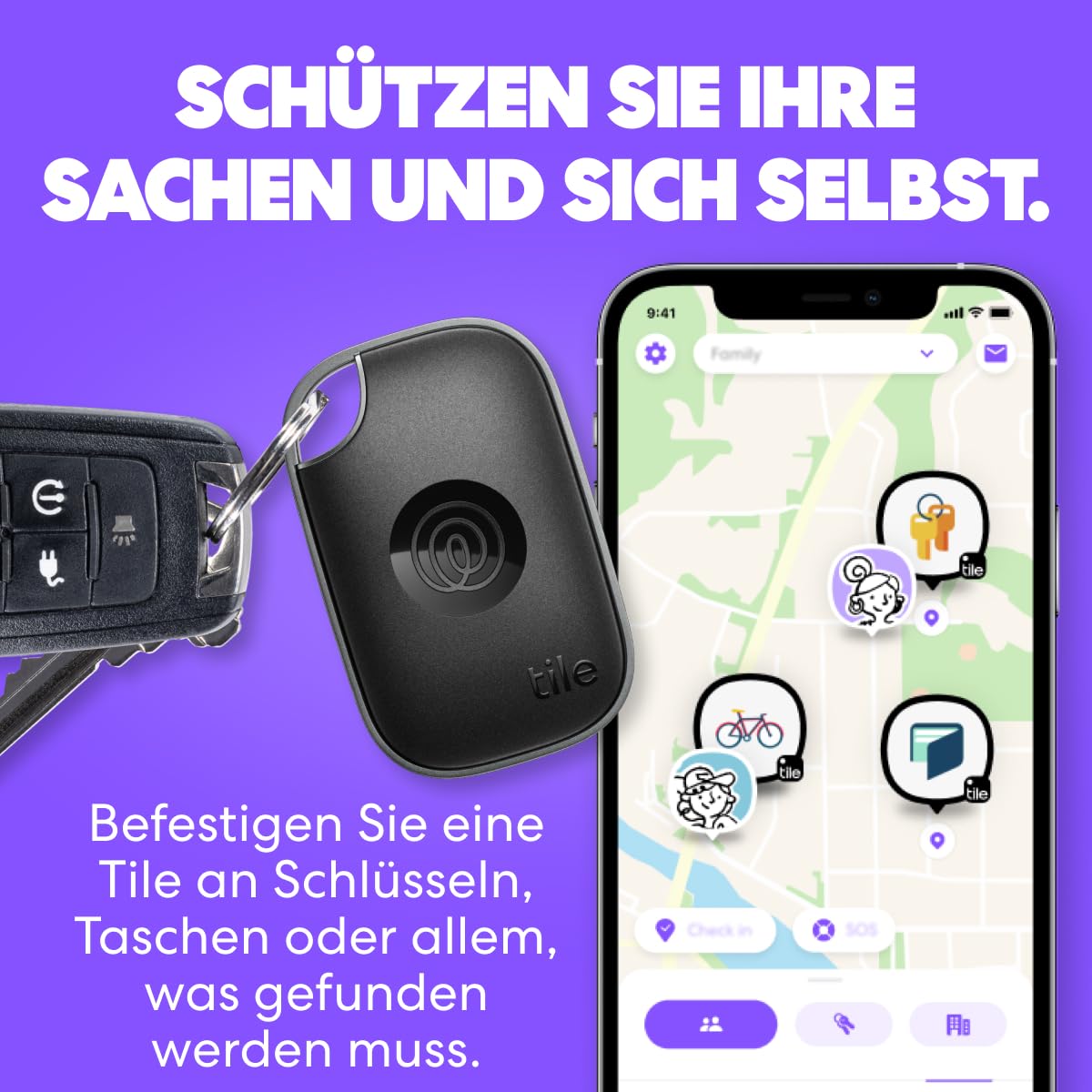 Life360 Tile Pro - Leistungsstarker Bluetooth-Tracker, Schlüssel- und Gegenstandsfinder für Schlüssel, Taschen und mehr. iOS- & Android-kompatibel. Handy-Finder. 2er-Pack (Schwarz/Weiß)