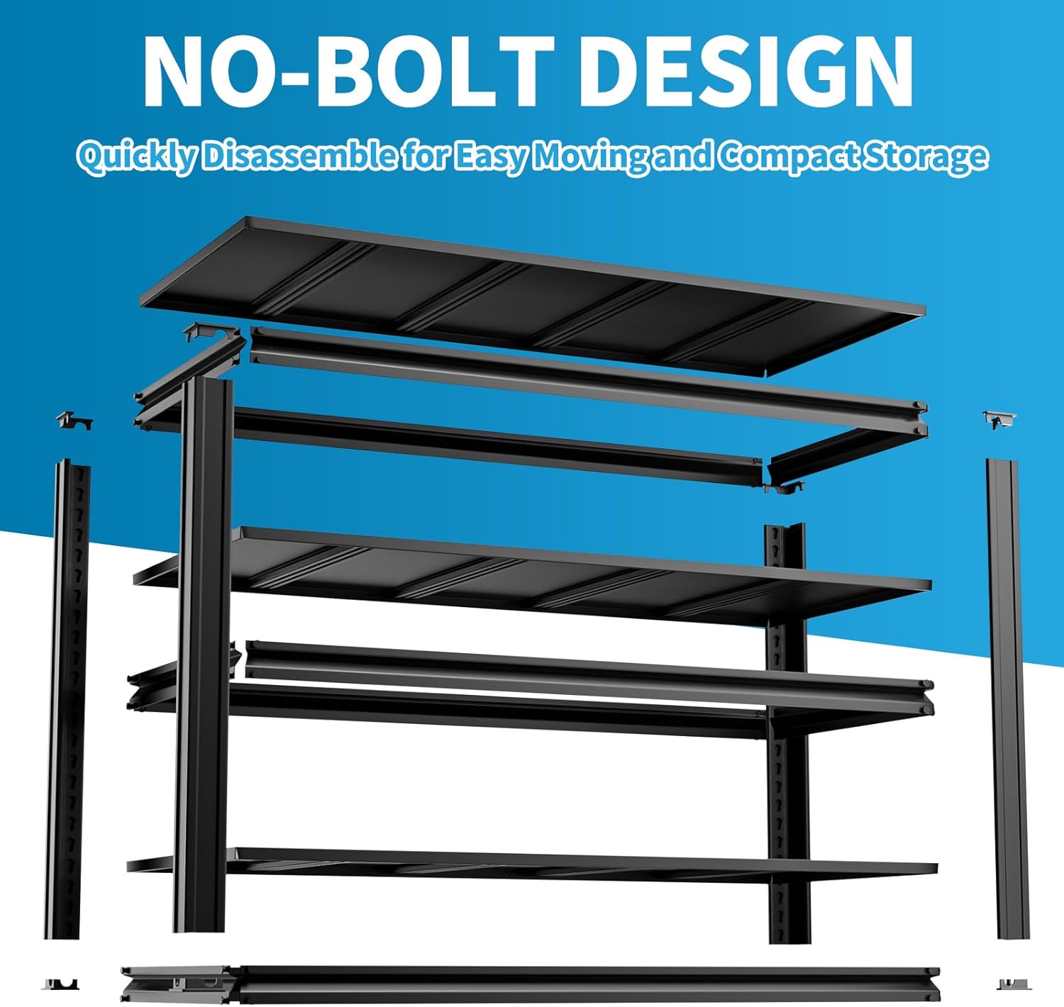 3-Tier 48" W X 17.7" D X 40" H Garage Storage Shelves 1800LBS Garage Shelves Heavy Duty Adjustable Units Rack Metal Utility Shelf(Black)