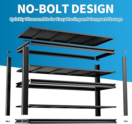 Miniatura 6 de Estantes de almacenamiento de garaje de 3 niveles, 48 pulgadas de ancho x 17.7 pulgadas de profundidad x 40 pulgadas de alto, estantes de garaje de