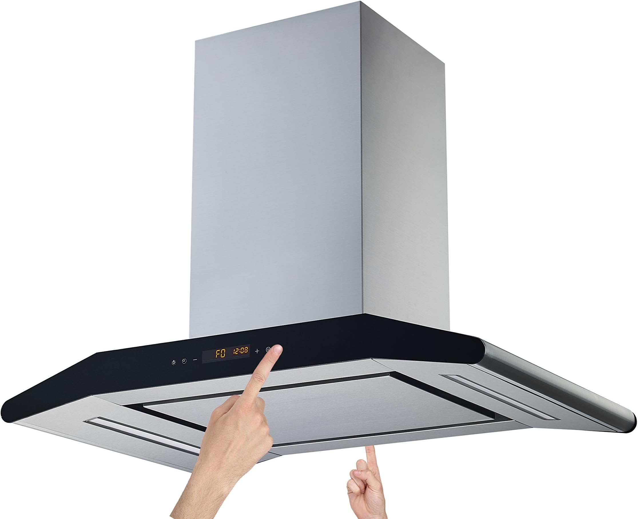 Winflo Elite 36 In. Convertible Stainless Steel Island Range Hood with Mesh Filter and Stainless Steel Panel, Dual Sided Touch Sensor Control